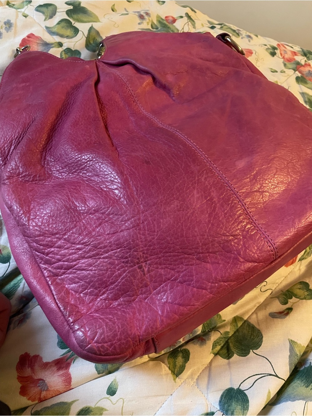 Vintage Marzia Italian Pink Leather Tote Bag with Chain Handles -Large Bag - Picture 7 of 13